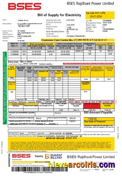 India Bses electricity business utility bill-trang